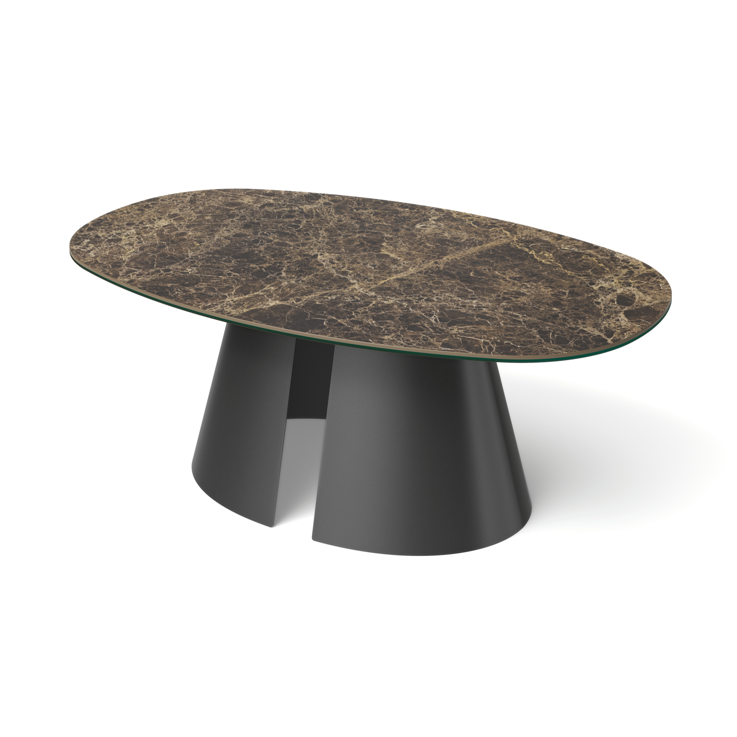 Stolik kawowy RIVOLI, z owalnym, prostokątnym blatem ceramicznym