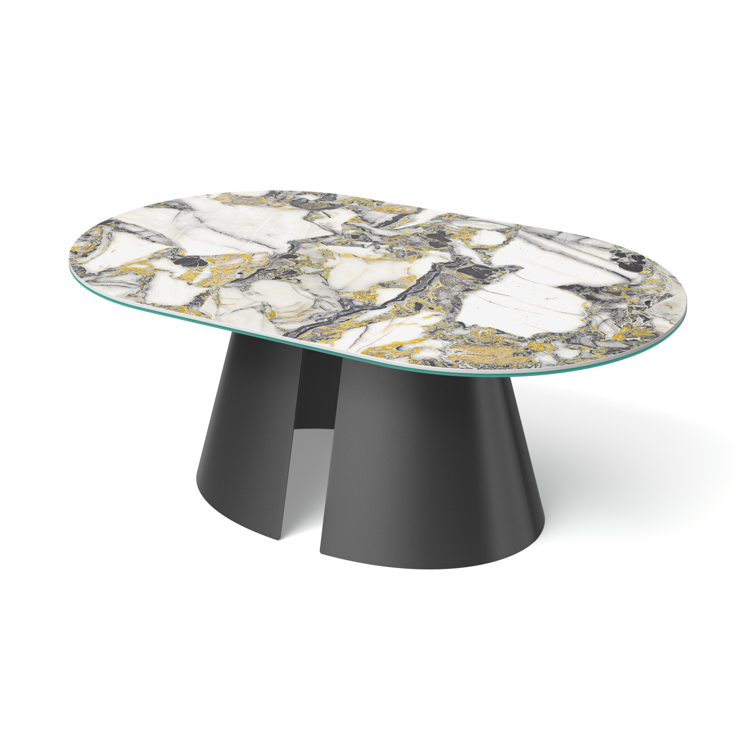 Stolik kawowy Torino, z prostokątnym, owalnym blatem ceramicznym