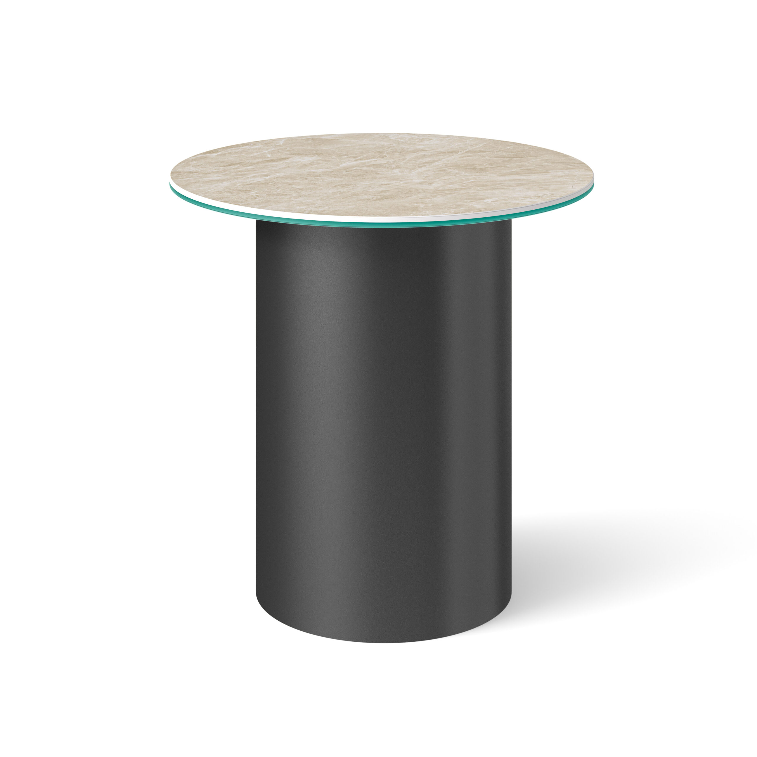 Stolik pomocniczy Carrara – okrągły stolik, Spiek Kwarcowy