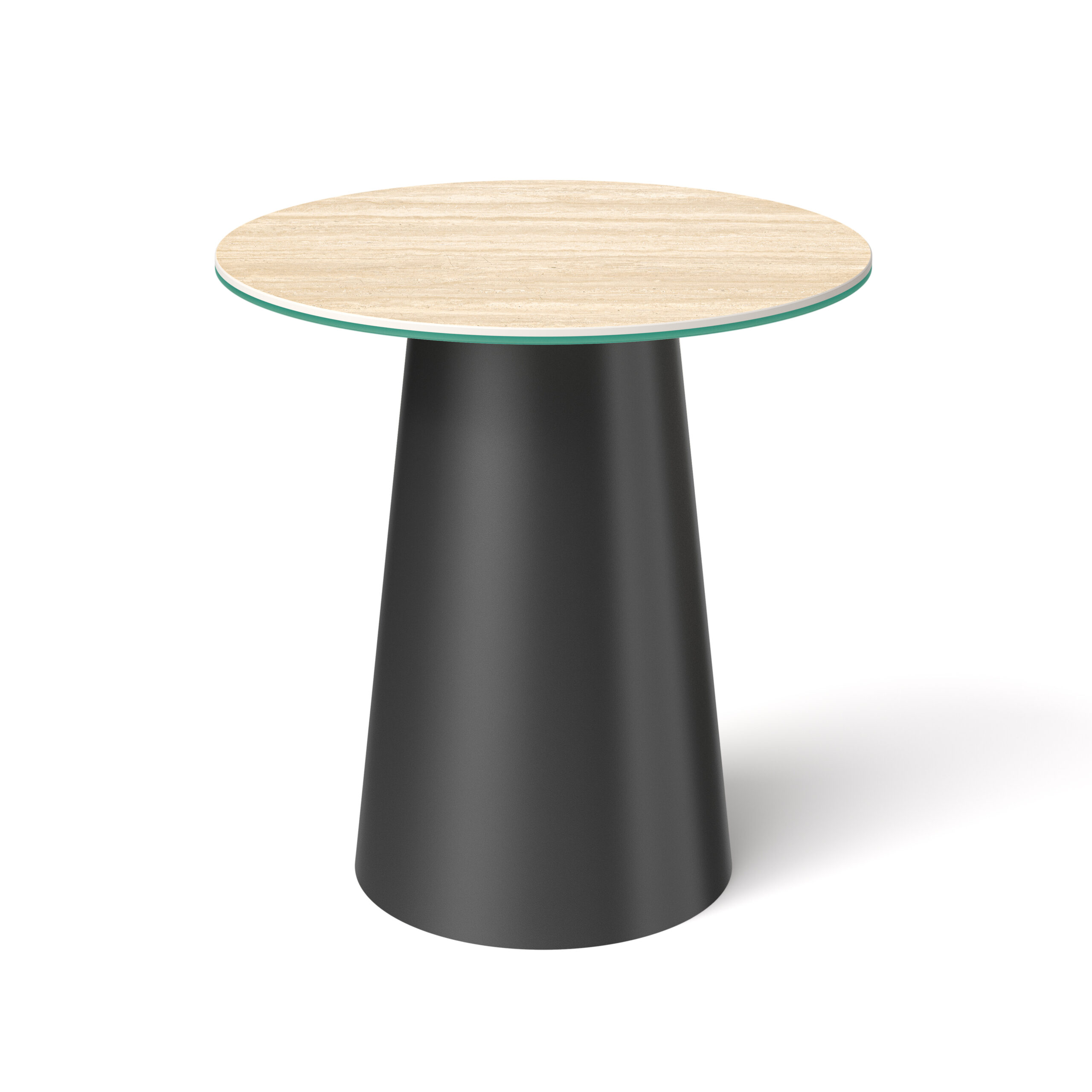 Stolik pomocniczy okrągły Nevada – Blat ze spieku. Podstawa w kształcie stożka